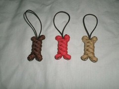 Paracord Dog Treats Keychain Zipper Pull Christmas Ornaments Set of 3 Handmade