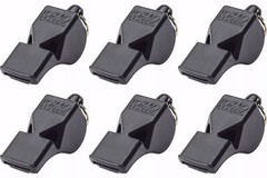 Fox 40 Classic Official 3-Chamber Pealess Whistle, Black (6-Pack)