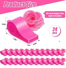 24PCS Plastic Sports Whistles Coaches Whistle with Loud Crisp, Whistle with Lany