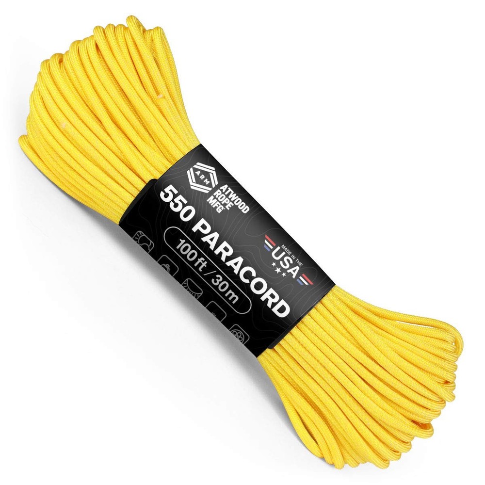 Yellow Paracord 550 7 Strand Core 100Ft Uv Resistant 5 32 Inch Diameter