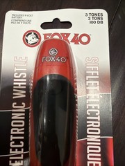 Fox 40 Electronic 3 Tone Whistle with Wrist Lanyard & 9V Battery – Red/Black NEW