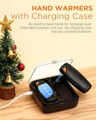 Hand Warmers Rechargeable with Charge Case, 2 Packs 14,000mAh Electric Black
