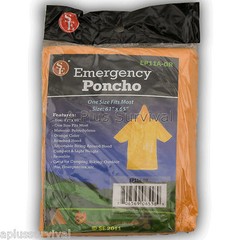 Lot of 18 – Orange Emergency Hooded Poncho for Camping Survival Emergency Kit