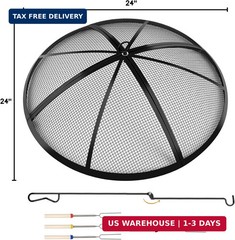 Fire Pit Spark Screen, 24 Inch Outdoor Fire Pit Screen with Foldable Hook and Ma