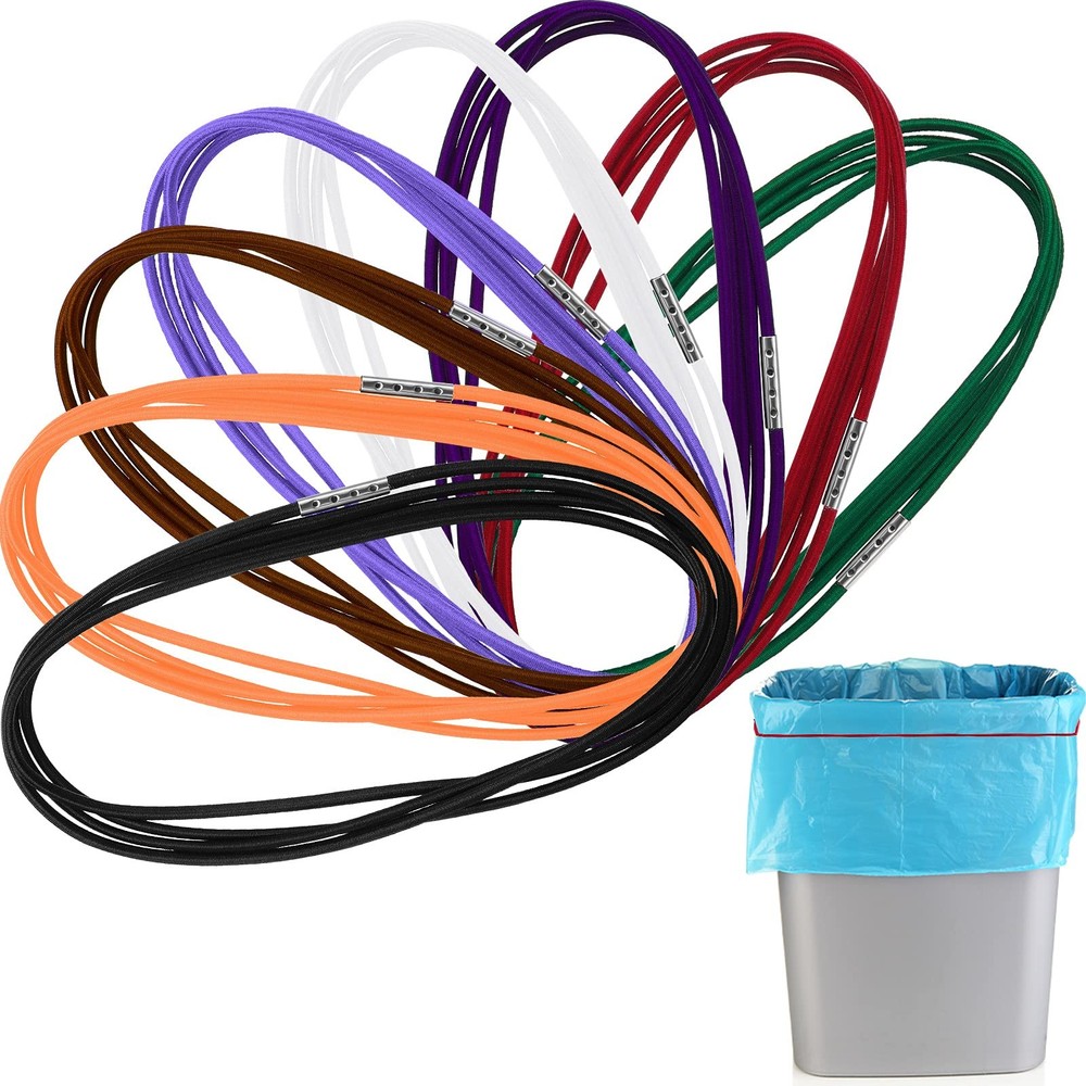 8 Pieces Elastic Trash Can Rubber 8 Count (Pack of 1), 8 different colors