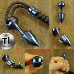 Titanium Blue Waterproof Capsule pill Bottle + Lanyard bead outdoor EDC XH704