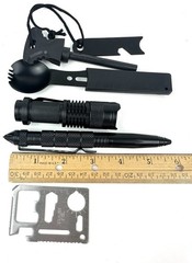 Survival/Tactical Kit Hard Waterproof Case Blanket Tools Spoon Whistle + More