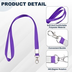 25Pcs 18.1″ Polyester Flat Lanyard with Lobster Clasp for Keys, Purple