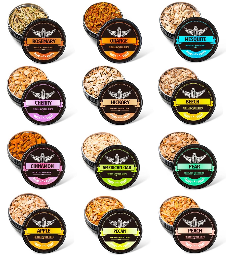 Natural Wood Chips for Cocktail Smoker, 12 Flavors Wood Chips Including Apple…