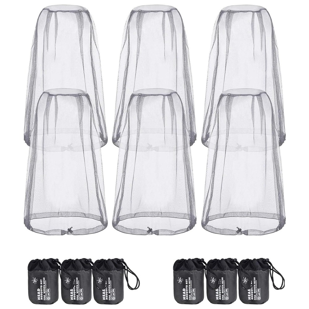 6 Pack Mosquito Head Net Bug Head Net Insects Mesh Head Net for Outdoor Face …