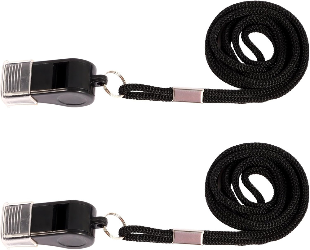 Whistle, 2 Packs Plastic Sports Whistles with Lanyard, Loud Crisp Sound Whistle