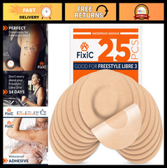 25 Pack Libre 3 Sensor Covers – Small Size, No Glue Center, Pre-Cut Back Paper –