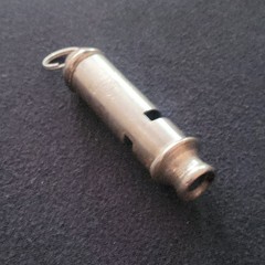 Silver, Worn Safety Metal Whistle with Keyring