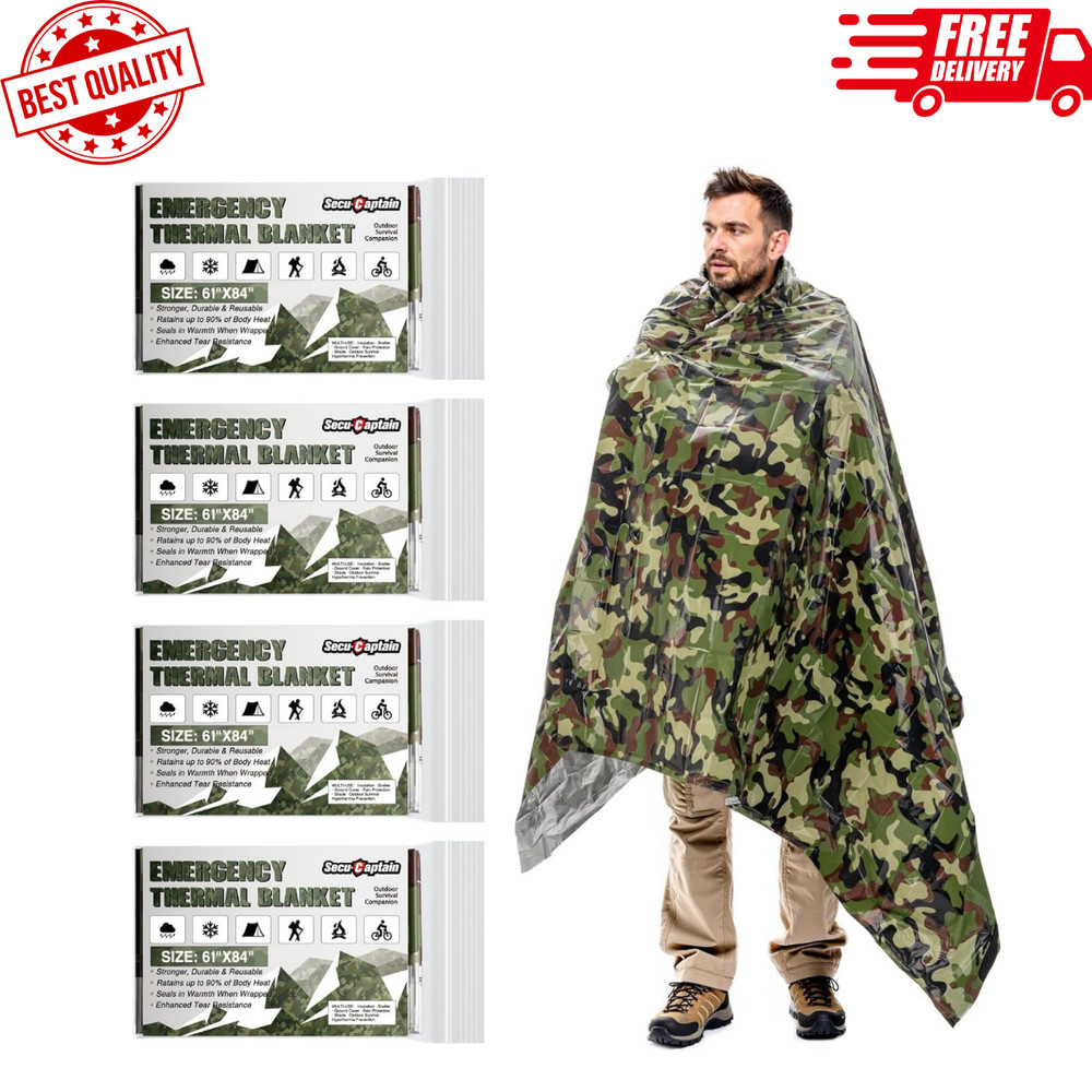 Survival Emergency Thermal Blankets: Extra Large 84” X63” Space Mylar Blanket Ki