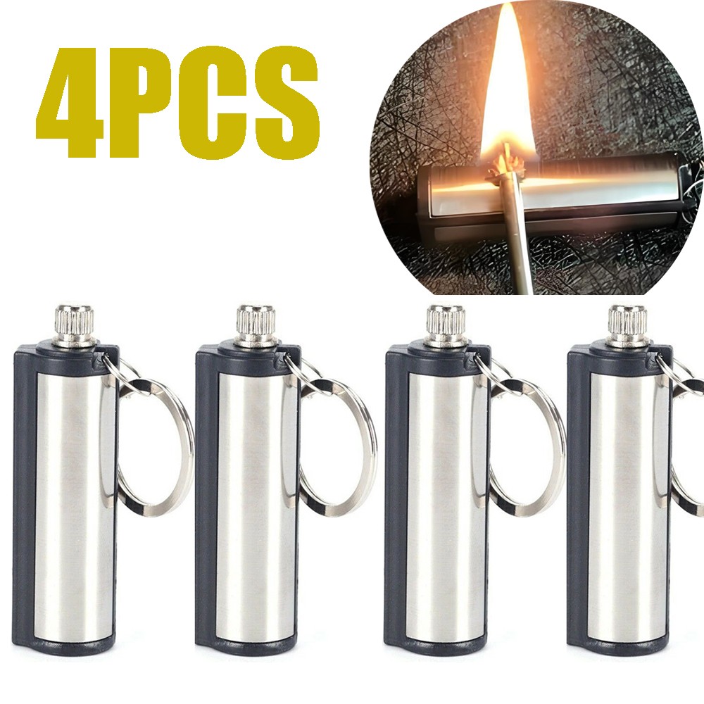 4Pcs Permanent Match Keychain Emergency Lighter Waterproof Survival Camp Tools