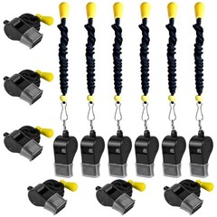 12 Packs Sports Whistles with Lanyard, for Coaches, Referees and Officials Black