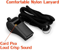 Plastic Sports Whistles with Lanyard 2 Pack Loud Crisp Sound for Coaches