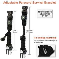 NVioAsport 20 in 1 Paracord Bracelet, Adjustable Gear Kit with SOS LED Light,…