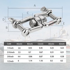 Boat Anchor Swivel Shackle 1/4 inch 5/16 inch 3/8 inch 1/2 inch (4 Size) Jaw …