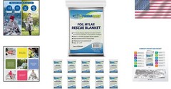 Emergency Thermal Blankets for Outdoor Survival – 10 Count, 52″ x 84″ Silver