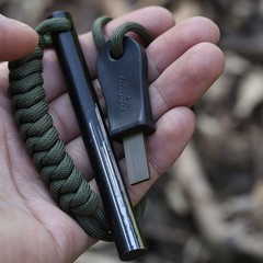 4″ Survival Ferro Rod Drilled Flint Fire Starter and Striker Kit-Ferrocerium …