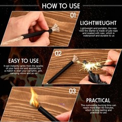 Cuerda para encender fuego con mecha de supervivencia y funda de aluminio