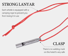 Loudest Titanium Emergency Whistle with Lanyard for Camping Hiking Sports Tranin