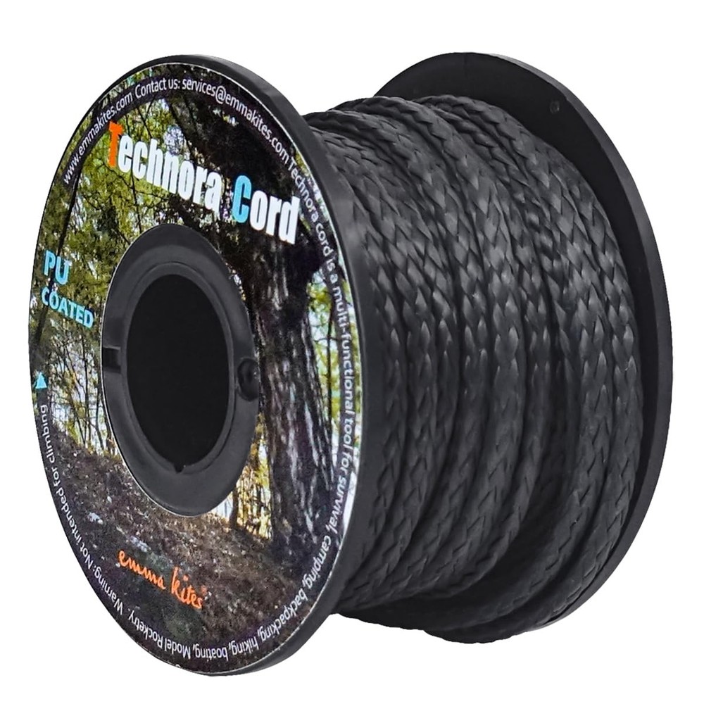 Black 3.6mm Technora Braided Cord PU Coating Abrasion Flame Resistant, Snare …