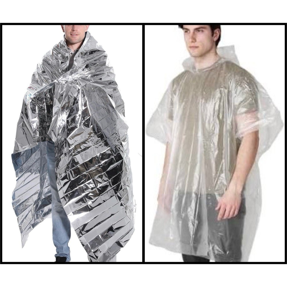 NEW LOT Coghlan’s Emergency Poncho & Thermal Reflective Survival Rescue Blanket