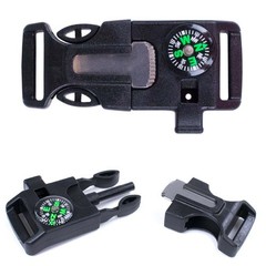 Whistle Buckle with Flint Scraper Compass for Outdoor Camping Hiking Paracord…