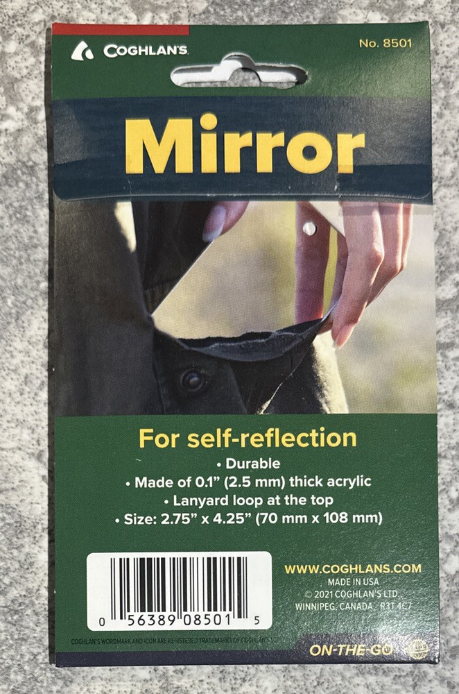 Coghlan’s Camp Mirror Acrylic Personal Care Emergency Signaling Safety