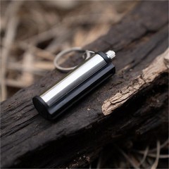 Stainless Steel Silver Match Lighter Keychain Outdoor Emergency Tool Mini