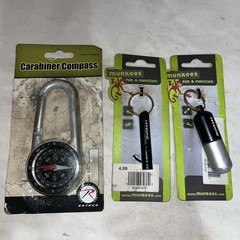Camping Starter Kit Carabiner Compass, Safety Whistle, Waterproof Keychain Combo