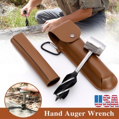 Manual Hand Auger Wrench Tool Outdoor Survival Wood Drill Kit for Bushcraft Tool