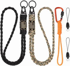 3 Pack Braided Paracord Lanyard with USA Flag, Carabiner Rope Keychain, Necklace