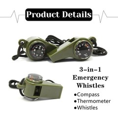 2Pcs Loud Emergency Safety Whistle Alarm with Compass Thermometer Survival Gear