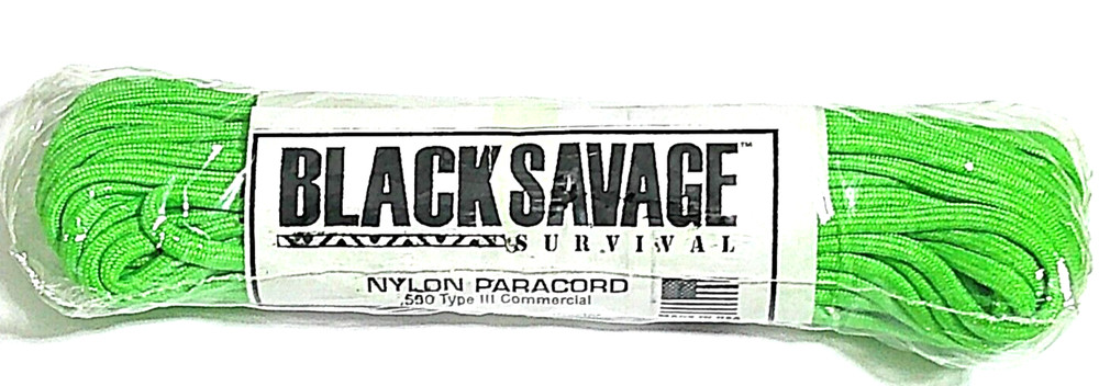 BLACK SAVAGE 550 – 7 STRAND – PARACORD NEON GREEN 50 FEET BV110G