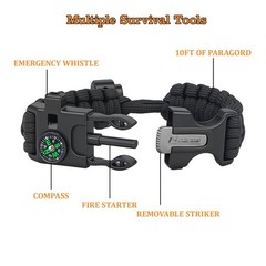 Adjustable Paracord Bracelet Compass Survival Tool