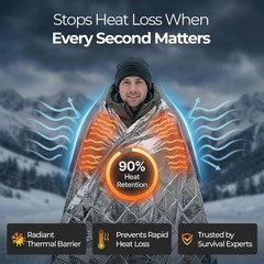 Emergency Mylar Thermal Space Blanket for Survival – Waterproof Safety Shelter