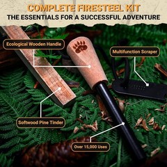 6 in 1 Kit De Supervivencia De Acero Para Fuego Con Yesca De Madera Gruesa US
