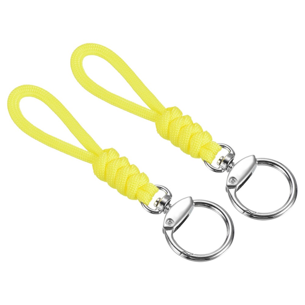 2pcs 5″ Paracord Lanyard with Clasp Wrist Cord Badge Holder Strap, Yellow