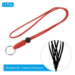 18″ Paracord Lanyard with Keyring Necklace Cord Badge Holder Strap, Red
