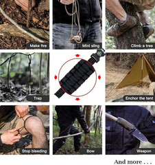3x Paracord Bracelet Waterproof Outdoor Adjustable Survival emergency Knife Kit