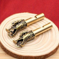 1X Brass Chinese Dragon Whistle Key Chain Pendant Outdoor Whistle Key Chain
