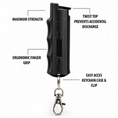 3 PACK Burn Pepper Spray 1/2oz Self Defense Security Keychain Black