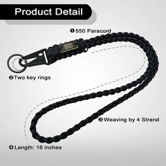 2 Pack Heavy Duty Braided Paracord Lanyard for ID Badges with USA Flag