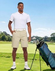 PULI Golf Shorts Men 10 Inch Inseam Hiking Business Dress 36, Sand Khaki