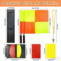 Soccer Referee Kit – Complete 2 Pcs Referee Flag Set with Checkered Flag, Red…
