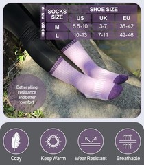 DYW Womens Merino Wool Hiking Socks Thermal Warm Large, 5 Pairs Color Mix a