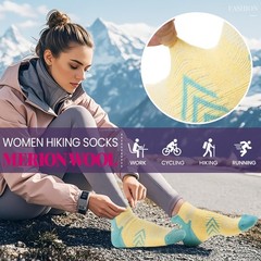 Velice Merino Wool Ankle Hiking Running Socks for Women Medium, Multicolor